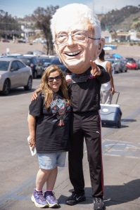Rena Marrocco aka "The Liberal Diva" posing with "Bernie Sanders" (aka Michael Johnson) at the Bernie Rally in San Diego on June 5, 2016.